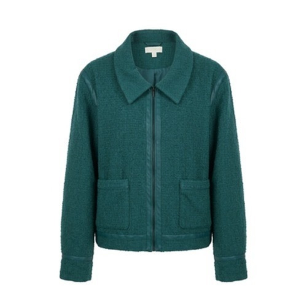 Rye Grass Jacket Women 3X Green Tweed Zip Lined Pockets Cozy Fall Preppy